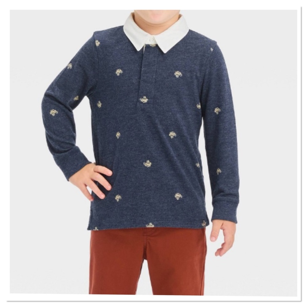 Toddler Boy’s Long Sleeve Rugby Shirt Navy Blue Cat & Jack